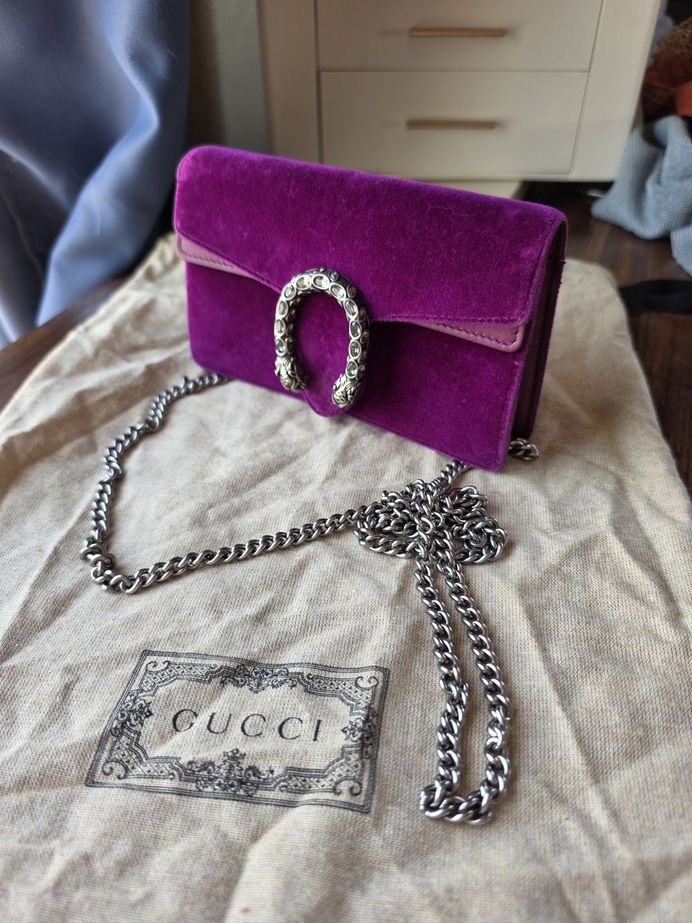 Gucci Dionysus Velvet Super Mini Chain Bag